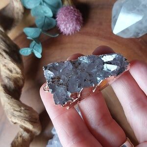 Amethyst Crystal Pendant, Plated, Crystals,  Amethyst Crystal Cluster Pendant